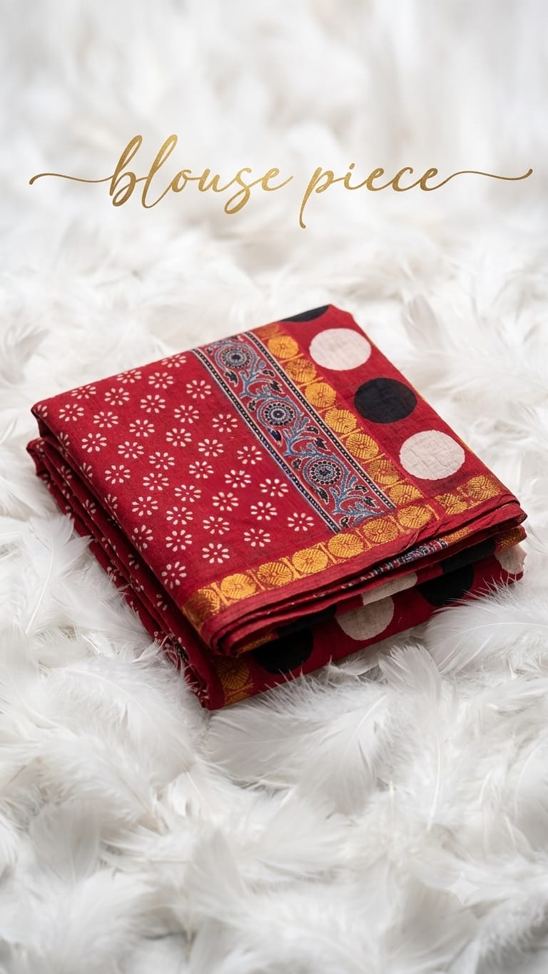 Maroon Ajrakh Block Print Soft Cotton Saree with Zari Border - Handcrafted