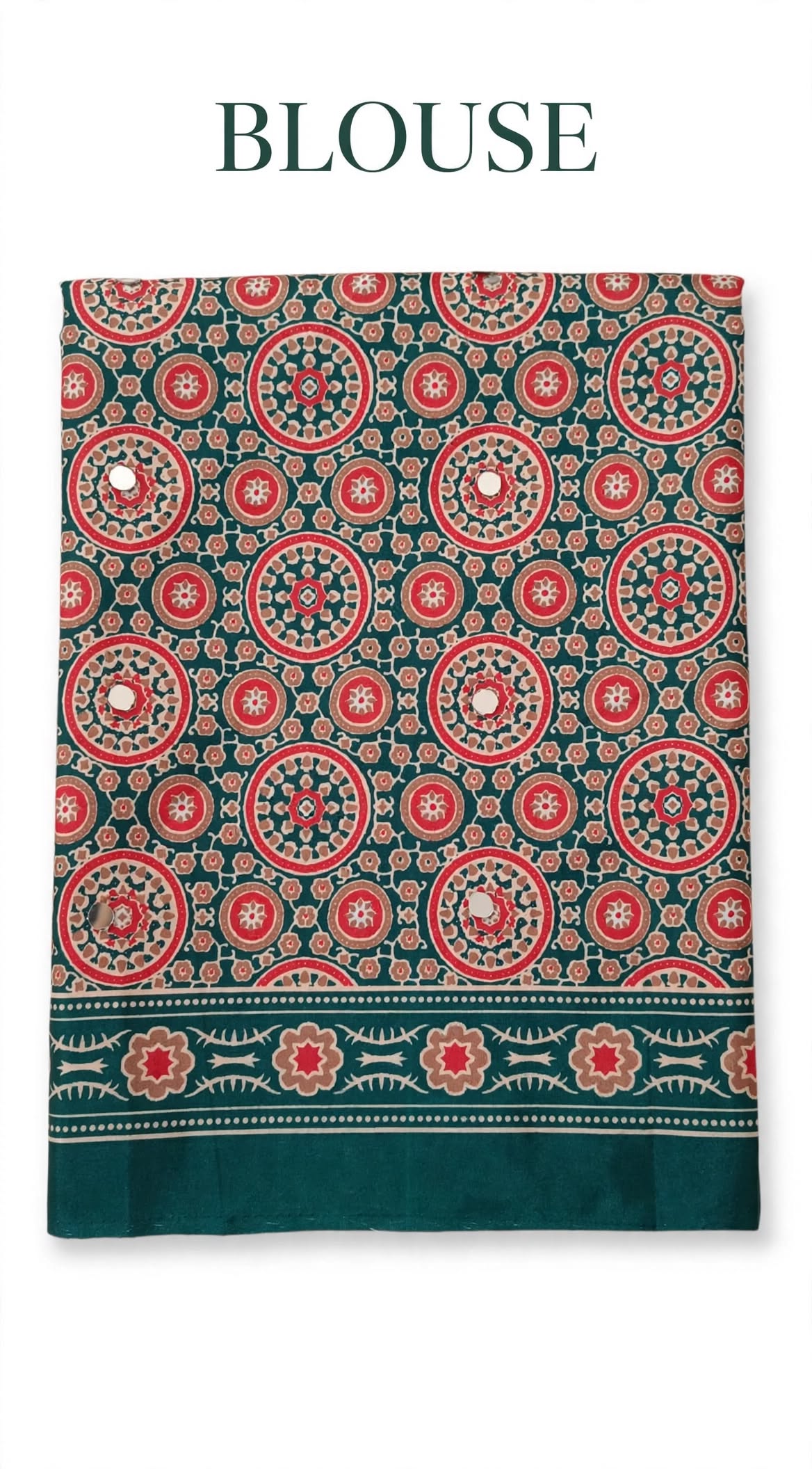 Bottel Green Ajrakh Block Print Saree