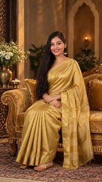 Golden Hand Wovan Zari Tissue Silk Saree
