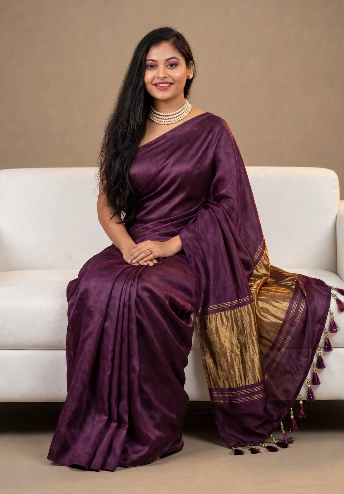 Premium Emerald Deep Purple Gajji Silk Saree
