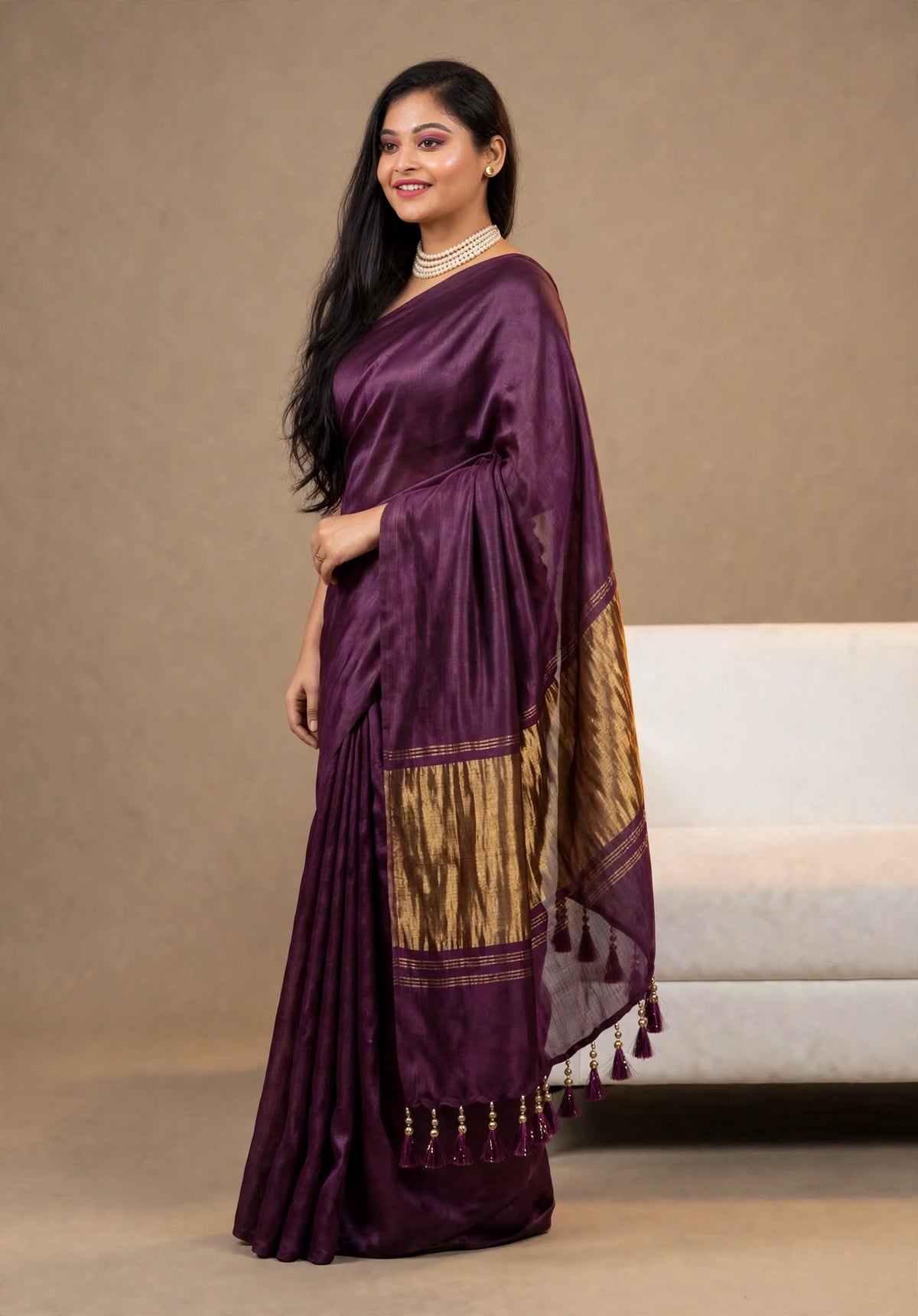 Premium Emerald Deep Purple Gajji Silk Saree