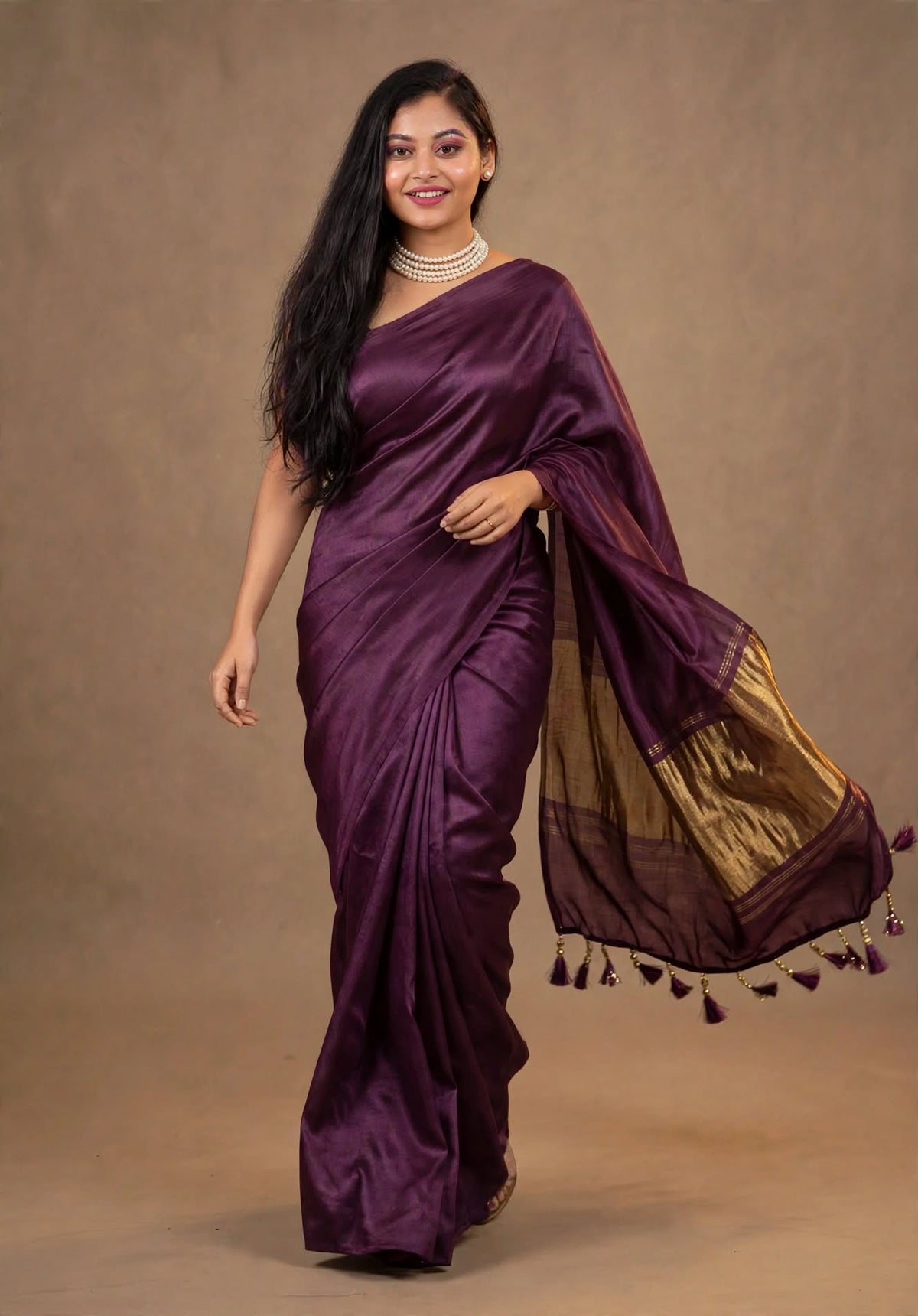 Premium Emerald Deep Purple Gajji Silk Saree