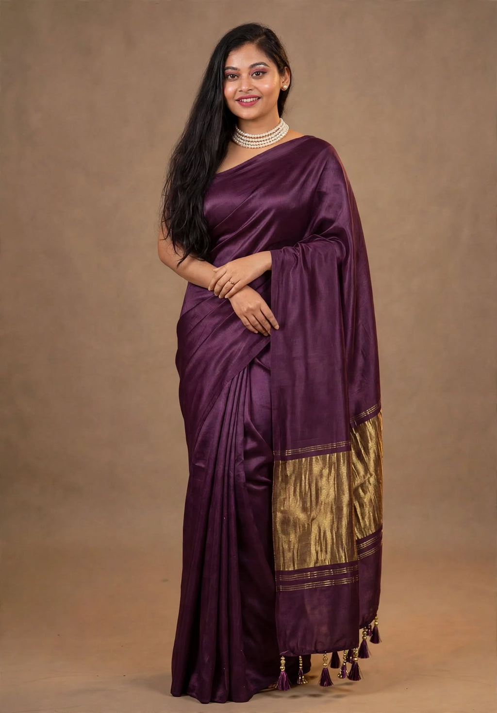 Premium Emerald Deep Purple Gajji Silk Saree