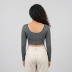 back - Grey Plain Lycra Blouse