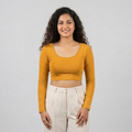 front look - Mustard Yellow Plain Lycra Blouse