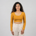front look - Mustard Yellow Plain Lycra Blouse