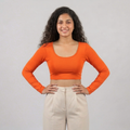 front look - Orange Plain Lycra Blouse