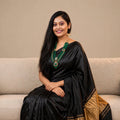 Premium Emerald Black Gajji Silk