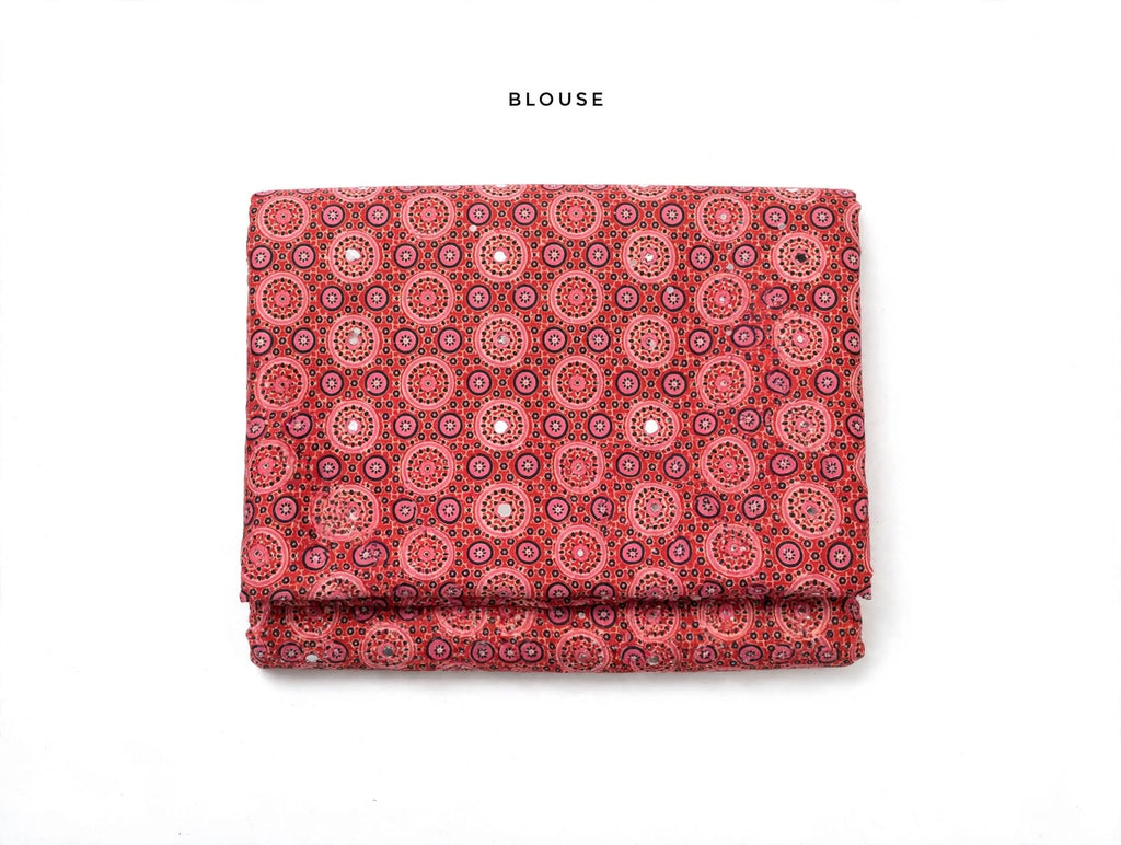 Red Ajrakh Block Print Saree