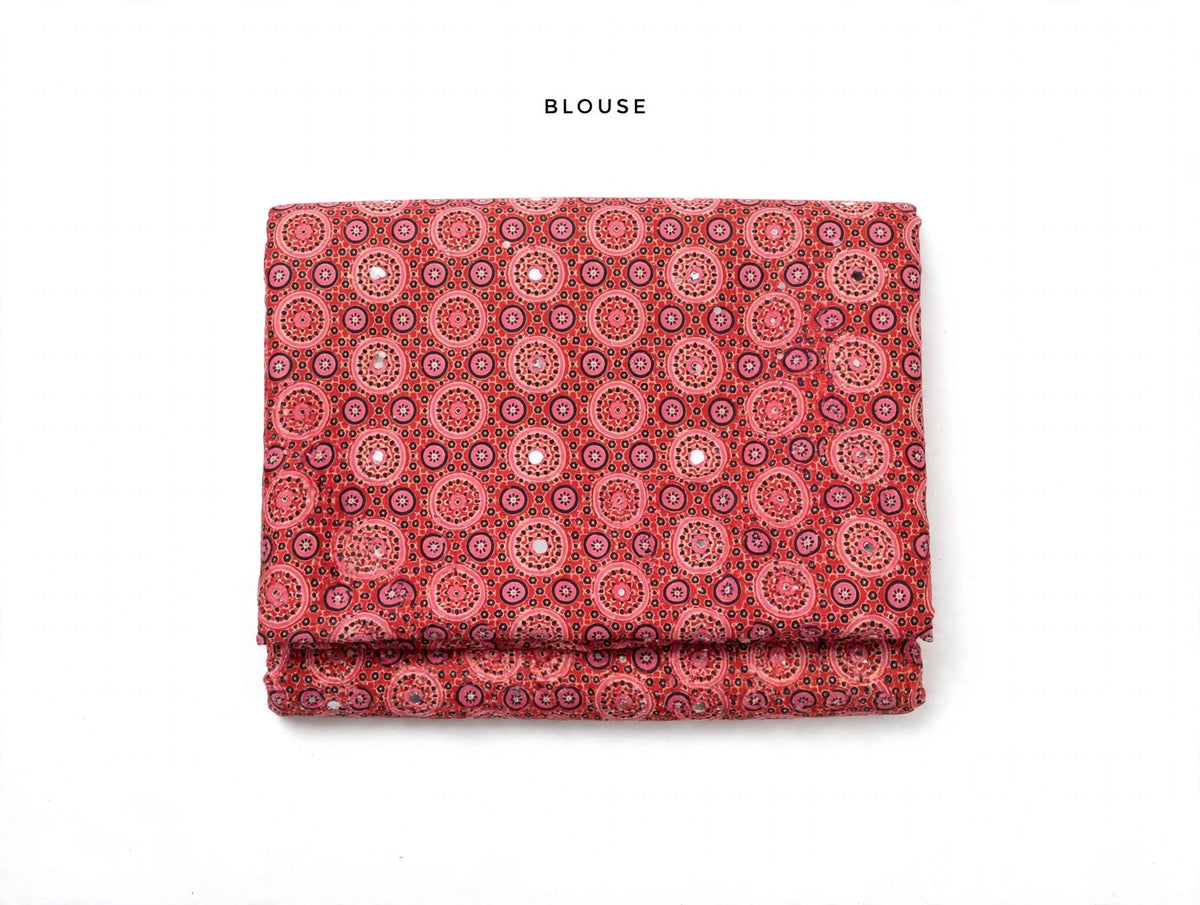Red Ajrakh Block Print Saree