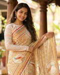 photo 4 - Elegant Ivory Pure Chiffon Saree with Bird Motifs